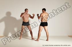 Underwear Fighting Man - Man White Moving poses Muscular Short Brown Dynamic poses Academic